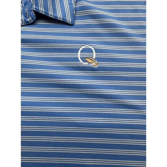 Adidas Polo Shirt XL Blue Stripped With Logo Of Quail Hallow Golf - Picture 2 of 6